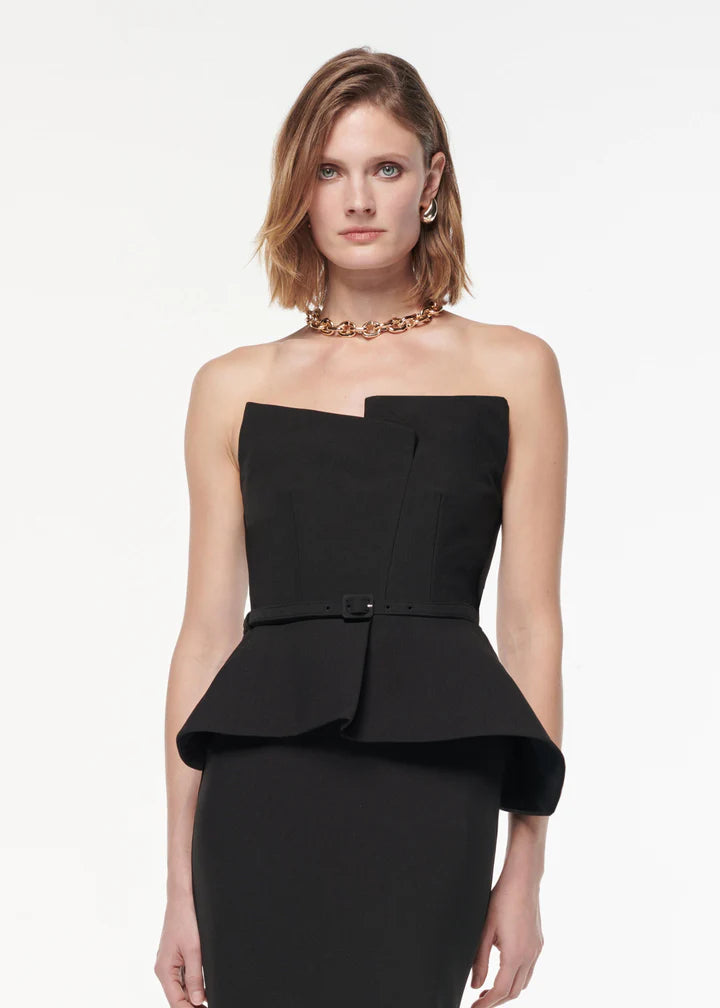 STRAPLESS CREPE GOWN BLACK