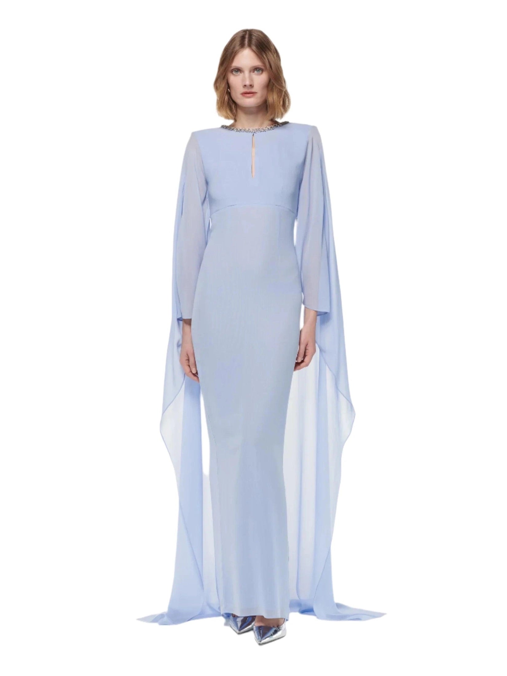 Chiffon diamante gown light blue