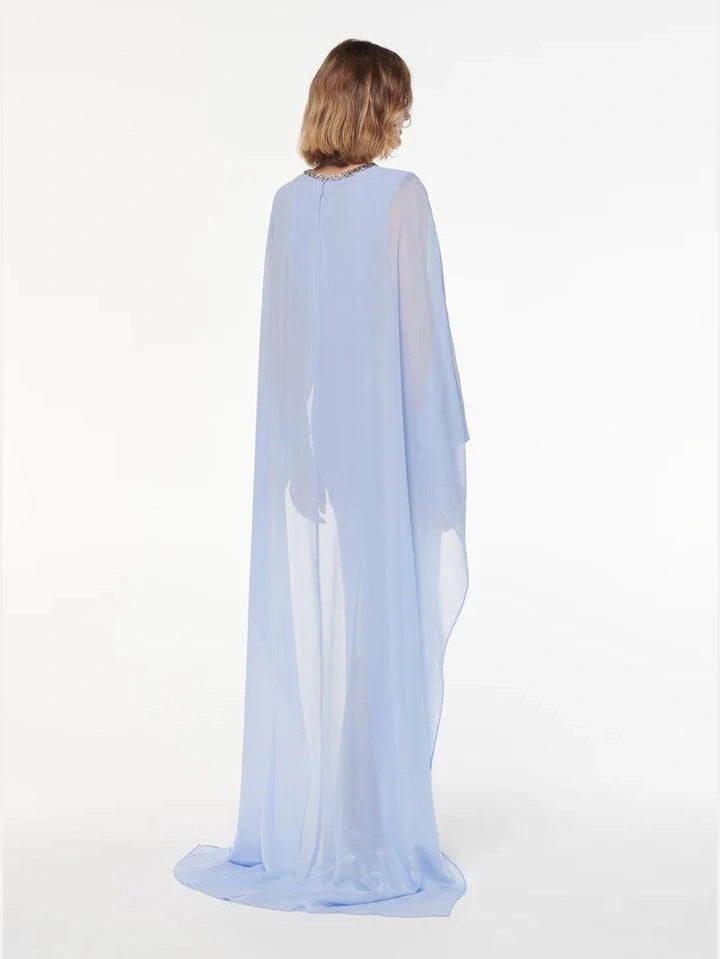 Chiffon diamante gown light blue