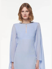 Chiffon diamante gown light blue