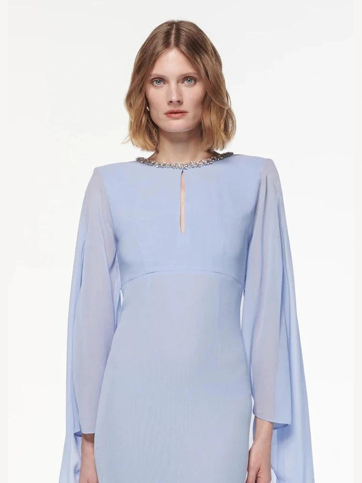 Chiffon diamante gown light blue