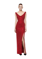 DIAMANTE GOWN RED