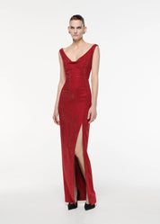 DIAMANTE GOWN RED