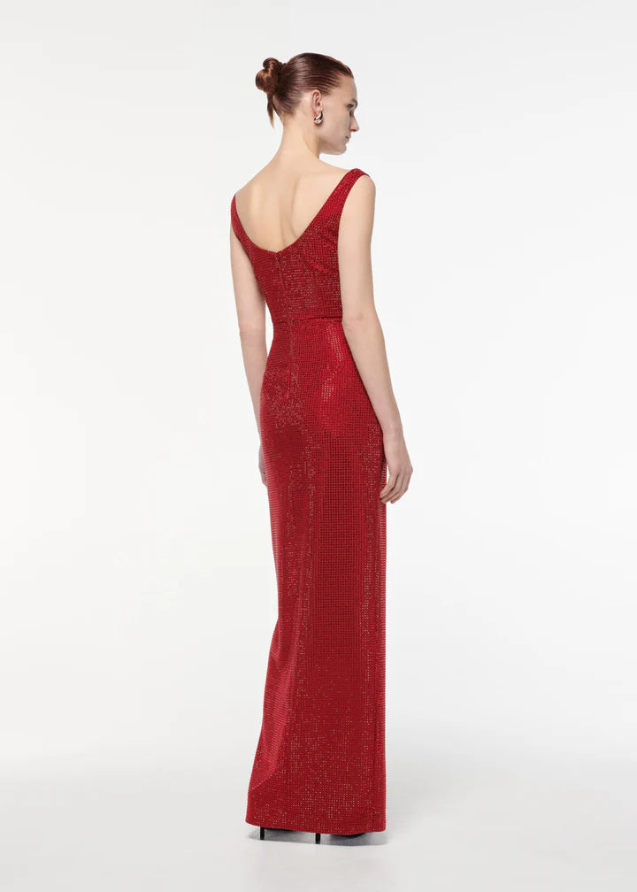 DIAMANTE GOWN RED