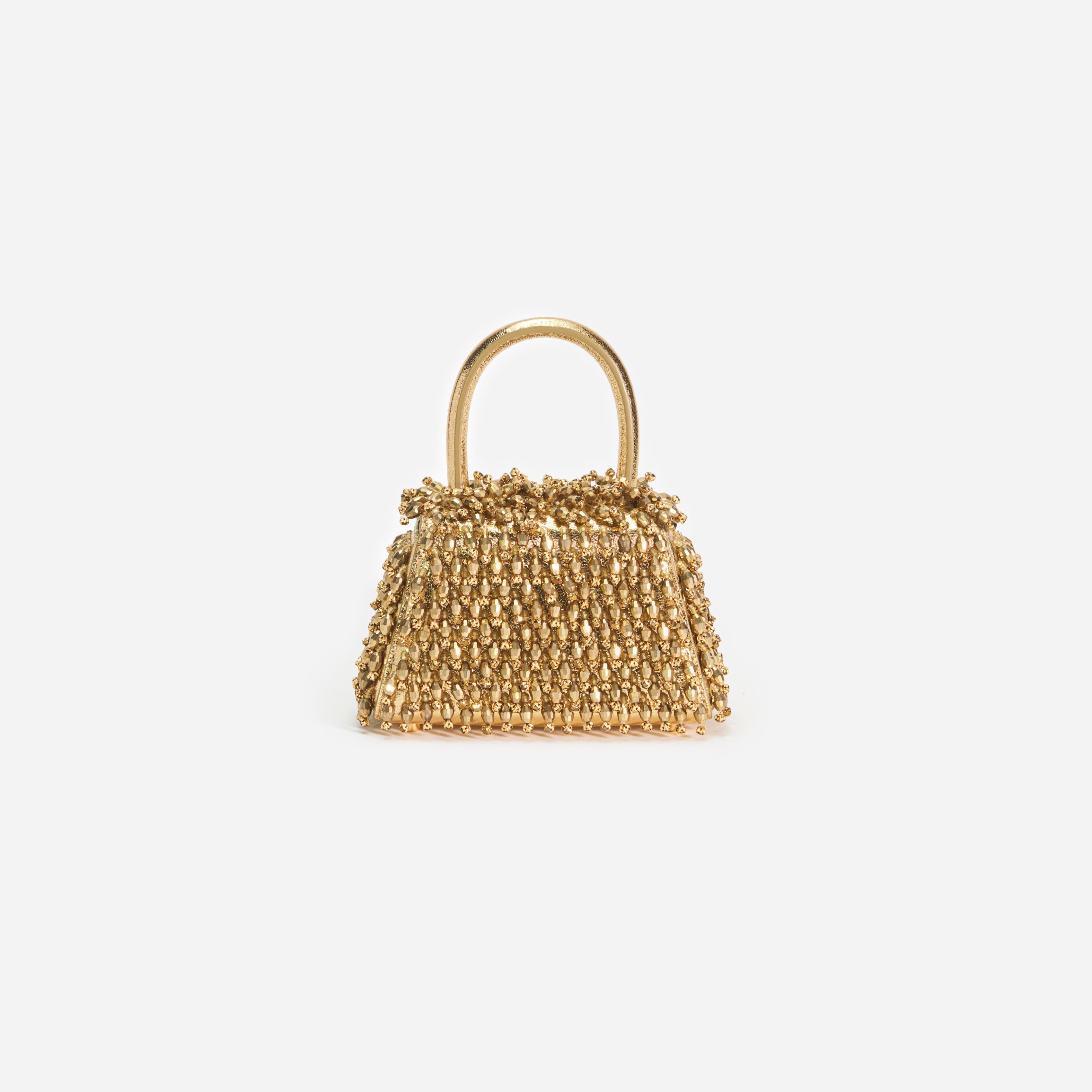 Self-Portrait Gold Bouclé Crescent Micro Bag