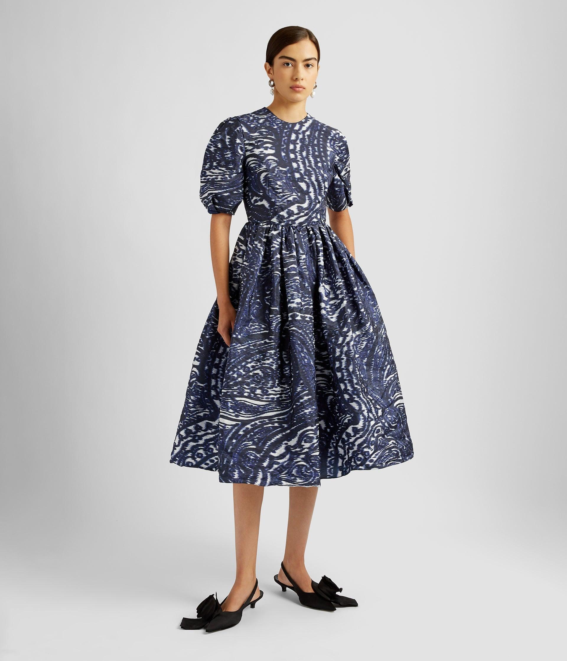 SHORT SLEEVE A LINE MIDI DRESS