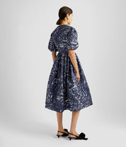 SHORT SLEEVE A LINE MIDI DRESS