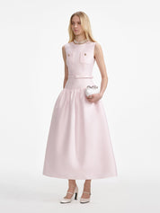 Pink taffeta midi dress