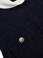 Navy boucle sleeveless midi dress