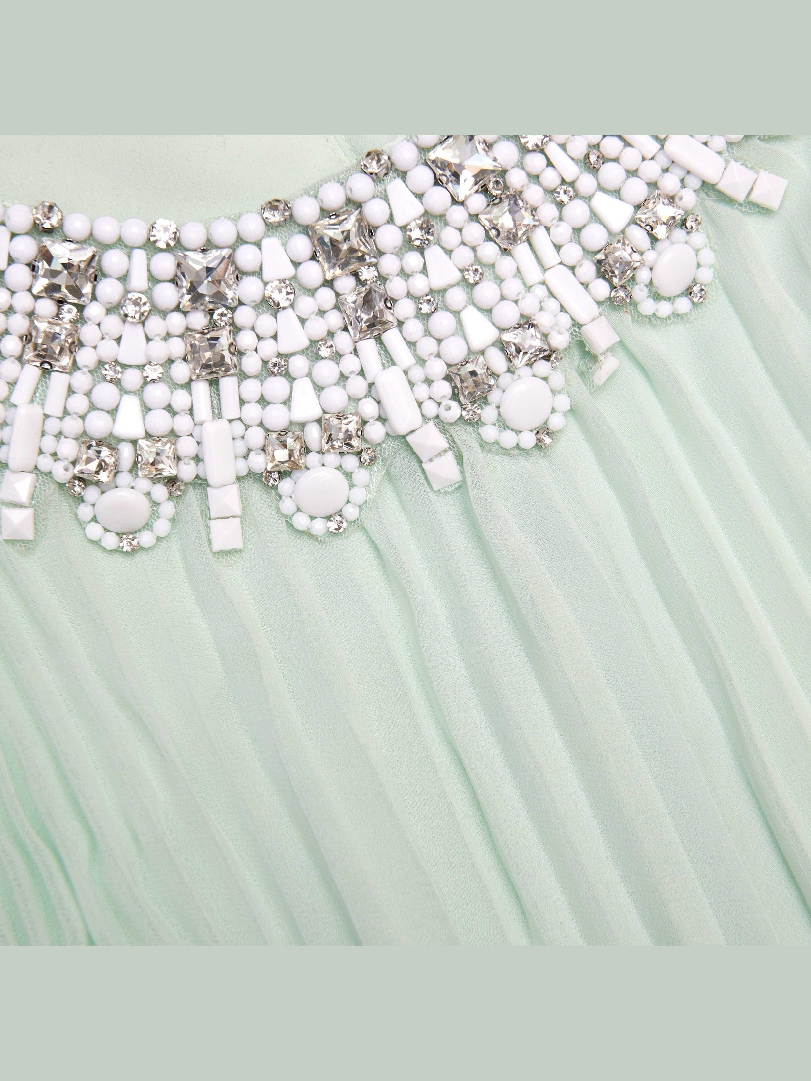 Mint chiffon feather midi dress