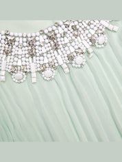 Mint chiffon feather midi dress