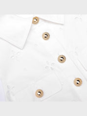 White cotton broderie midi dress