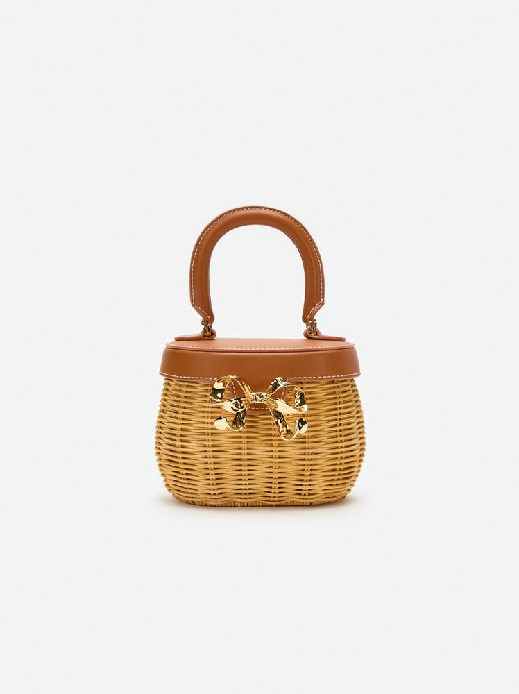 Rattan bow basket bag
