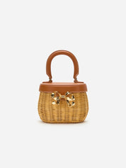 Rattan bow basket bag
