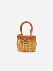 Rattan bow basket bag