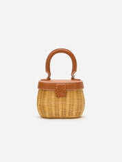 Rattan bow basket bag