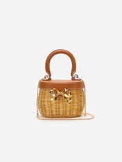 Rattan bow basket bag