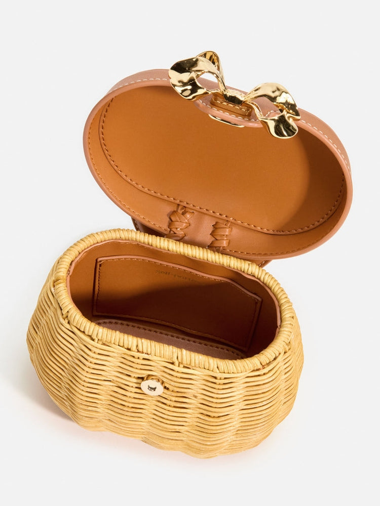 Rattan bow basket bag