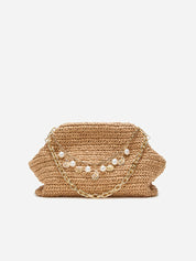 Raffia charm shoulder bag