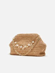 Raffia charm shoulder bag