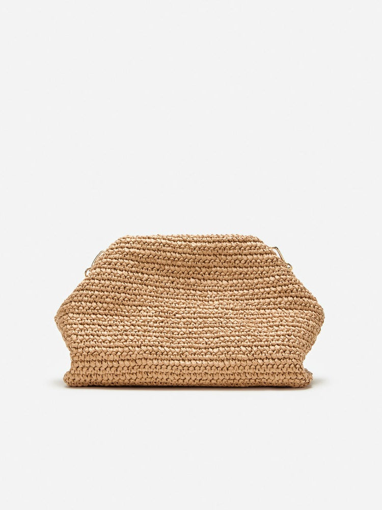 Raffia charm shoulder bag