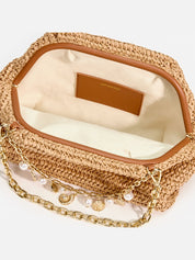 Raffia charm shoulder bag