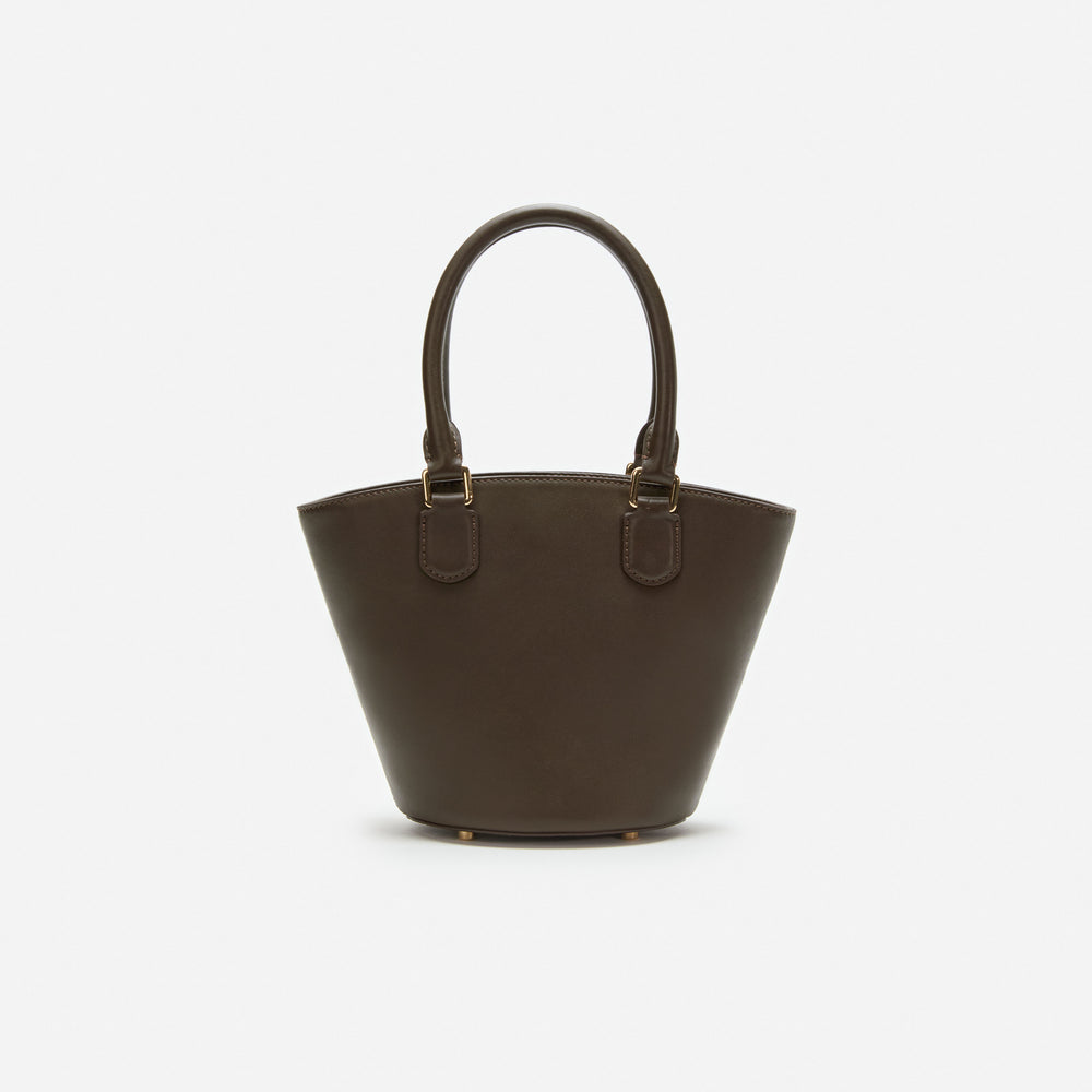 Dark Brown Leather Charm Tote Bag