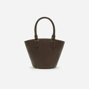 Dark Brown Leather Charm Tote Bag