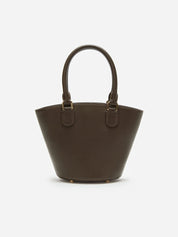 Dark brown leather charm tote bag