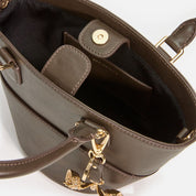 Dark Brown Leather Charm Tote Bag