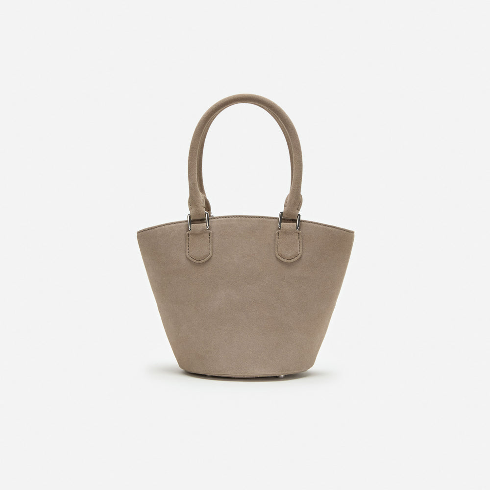 GREY SUEDE CHARM TOTE BAG