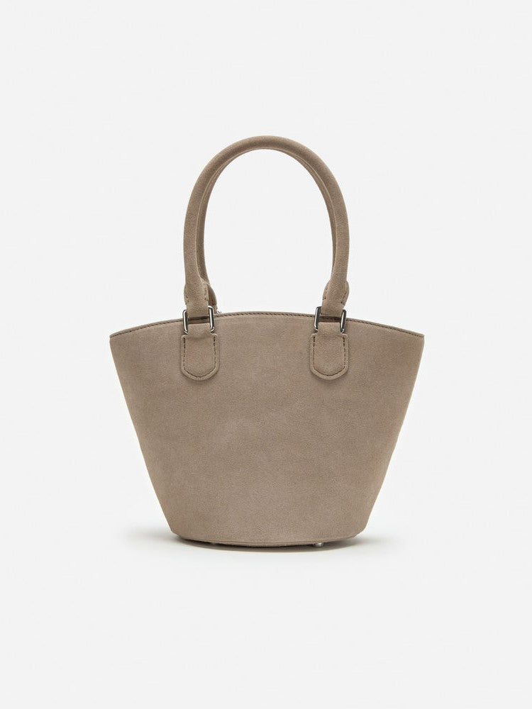 Grey suede charm tote bag