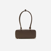 BROWN LEATHER BAGUETTE SHOULDER BAG WITH CHARM
