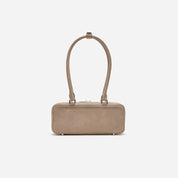Grey Suede Baguette Shoulder Bag With Charm