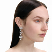 MICRO BOW PEARL TIERED EARRINGS