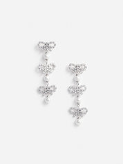 Micro bow pearl tiered earrings