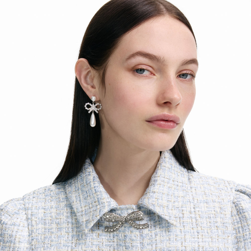 PEARL BOW DROPLET EARRINGS