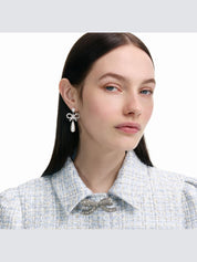 Pearl bow droplet earrings