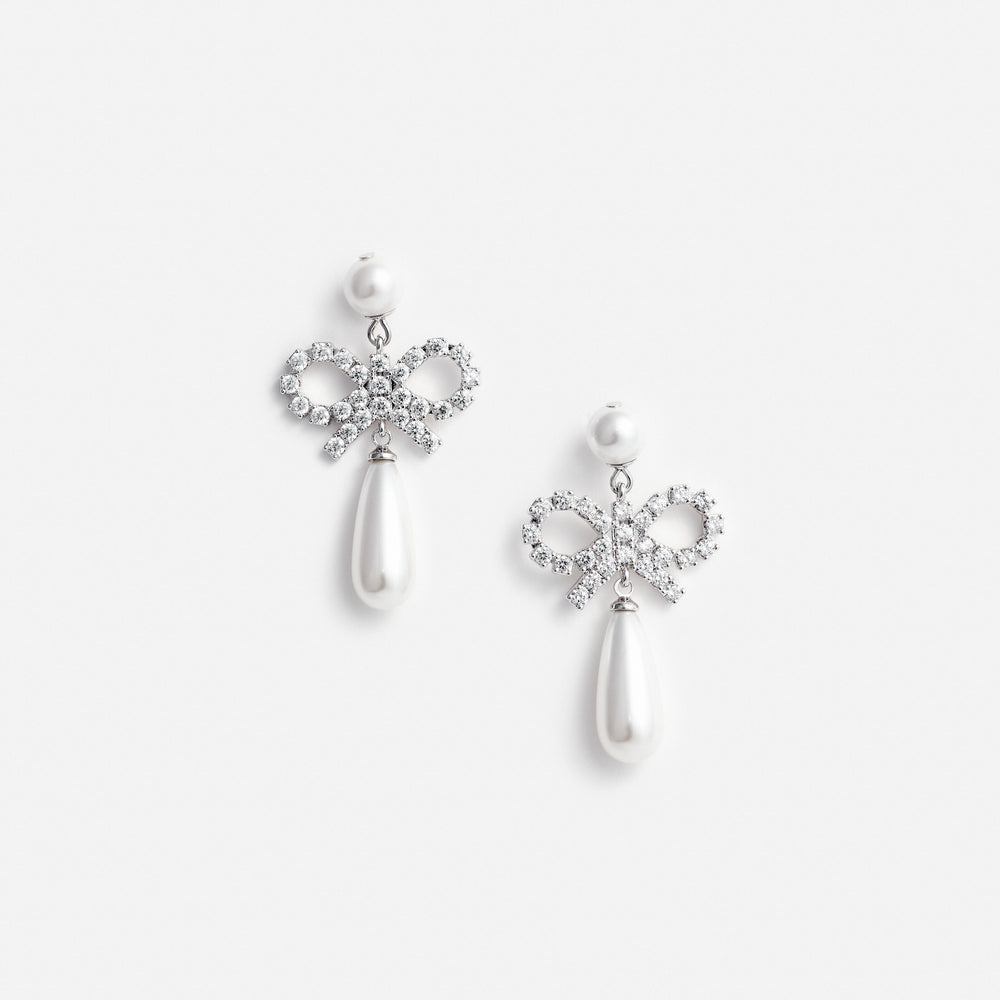 PEARL BOW DROPLET EARRINGS