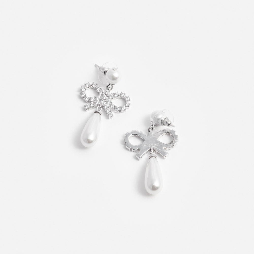 PEARL BOW DROPLET EARRINGS