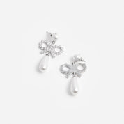 PEARL BOW DROPLET EARRINGS
