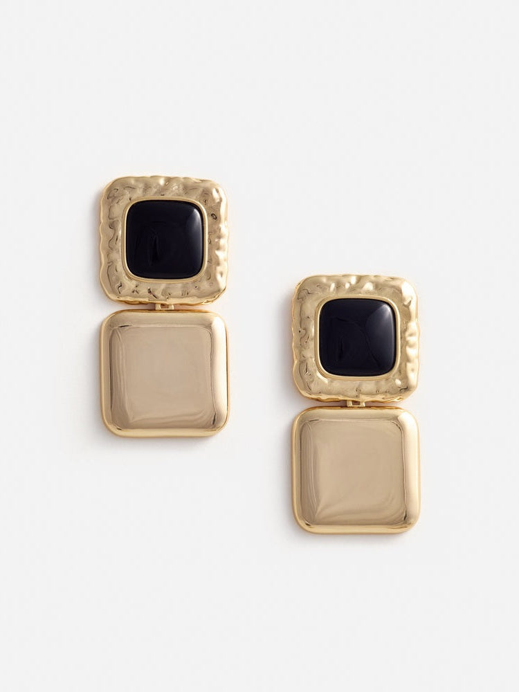 Mottled gold black tiered earrings