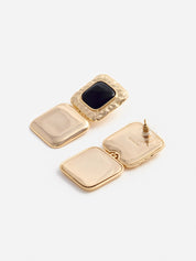 Mottled gold black tiered earrings