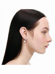 Crystal bow pearl jacket earrings
