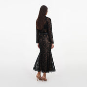 Black lace midi skirt