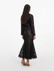 Black lace midi skirt