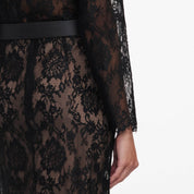 Black lace midi skirt
