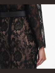 Black lace midi skirt
