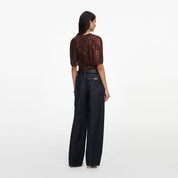 Brown rhinestone cape sleeve top