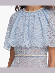 Blue lace cape midi dress